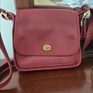 Vintage Red Coach Leather Crossbody Bag